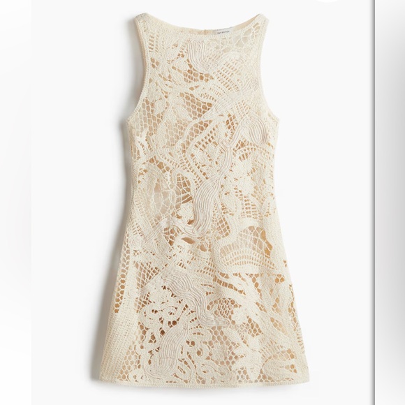 H&M SOLD OUT VIRAL CROCHET-LOOK  DRESS NWT Size L - Picture 1 of 3